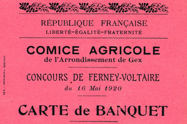1920 MMV044a Carte de banquet comice agricole